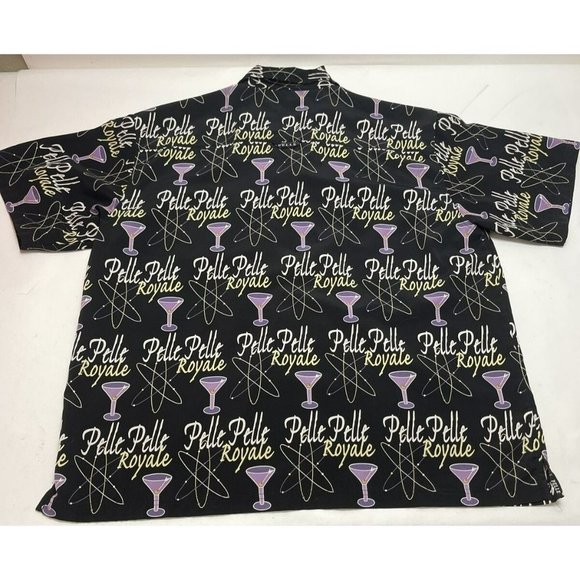 Pelle Pelle Black Button Shirt Mens Size XXL Purple Martini Drink Party Royale - Picture 4 of 10